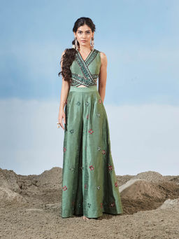 Siyona by Ankurita - Green Luscious Palm Jumpsuit