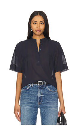 FRAME - Pleated Button Up Blouse