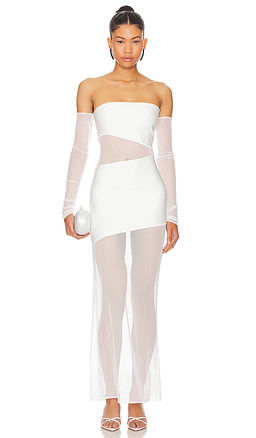 Lama Jouni - Long Sleeve Cut Out Mesh Dress