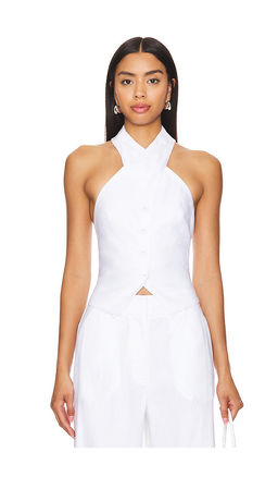 Milly - Solid Linen Cross Neck Halter Top
