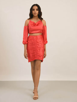 Attic Salt - Red Luxury Vacay Satin Co-Ord (Set of 2)