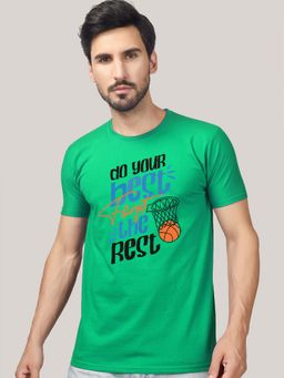 Greylongg - Comfortable Men Round Neck Green T-Shirt