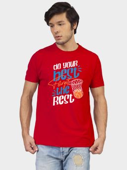 Greylongg - Comfortable Men Round Neck Red T-Shirt