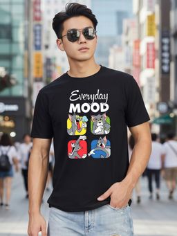 Greylongg - Comfortable Men Round Neck Black T-Shirt