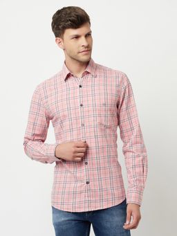CRIMSOUNE CLUB - Men Pink Tartan Checked Shirt