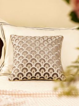 Pure Home + Living - Light Brown Embroidered Square Cushion Cover (16x16 inches)