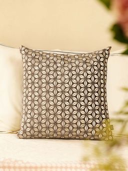 Pure Home + Living - Brown Embroidered Square Cushion Cover (16x16 inches)