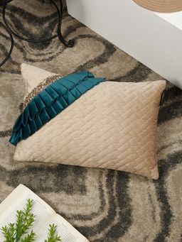 HOSTA HOMES - Multi Layer Quilted Frill Pattern Rectangular Cushion Cover (12x18 inches)