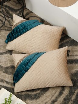 HOSTA HOMES - Multi Layer Quilted Frill Pattern Rectangular Cushion Cover (12x18 inches)