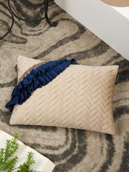 HOSTA HOMES - Multi Layer Quilted Frill Pattern Rectangular Cushion Cover (12x18 inches)