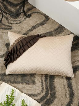 HOSTA HOMES - Multi Layer Quilted Frill Pattern Rectangular Cushion Cover (12x18 inches)