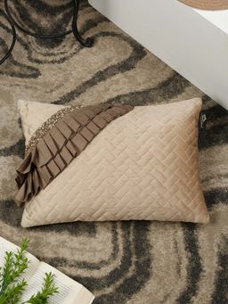 HOSTA HOMES - Multi Layer Quilted Frill Pattern Rectangular Cushion Cover (12x18 inches)