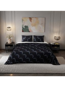 Stoa Paris - Noir Twilight Rhapsody 300 Tc Printed Satin King Bed In Bag Set