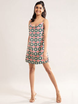 Twenty Dresses by Nykaa Fashion - Multi Color Printed Cowl Neck Mini Dress