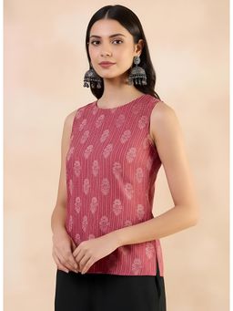 Gahan - Women Stylish Pure Cambric Cotton Printed Sleeveless Tunic - Pink