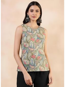 Gahan - Women Stylish Pure Cambric Cotton Printed Sleeveless Tunic - Multi-Color