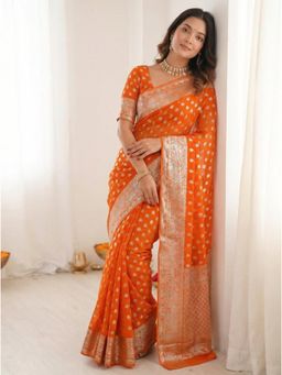 Gahan - Ethnic Motifs Zari Georgette Saree with Unstitched Blouse