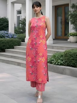 Gahan - Women Printed Pure Cambric Cotton Kurta and Pant - Pink