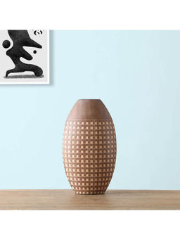 HomeTown - Zenith Polyresin Oval Tera Vase 36Cm In Brown
