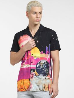 Jack & Jones - Black Graphic Print Short Sleeves Shirt