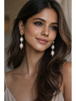 AIRO JEWELRY - Baroque Silver Pearl Drop Earrings