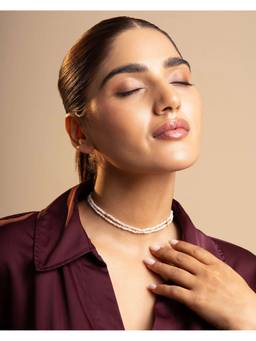 AIRO JEWELRY - Baby Pink Double Pearl Choker Necklace