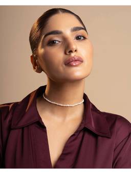 AIRO JEWELRY - White Moon Pearl Choker Necklace