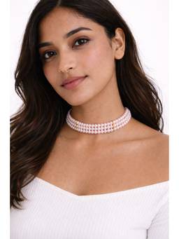 AIRO JEWELRY - Pink Limited Edition Plum Pearl Choker Necklace