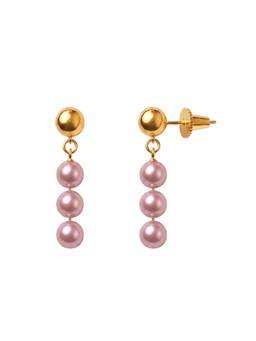 AIRO JEWELRY - Pink Deep Cherry Blossom Pearl Drop Earrings
