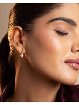 AIRO JEWELRY - White Infinity Knot Pearl Earrings