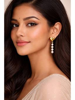 AIRO JEWELRY - Gold Heart Pearl Drop Earrings