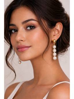 AIRO JEWELRY - White Long Pearl Drop Earrings