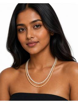AIRO JEWELRY - White Twin Apricot Blossom Pearl Necklace
