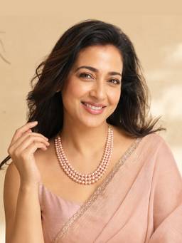 AIRO JEWELRY - Triple Baby Pink Round Pearl Necklace