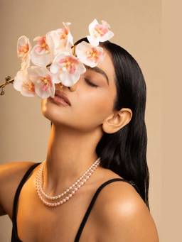 AIRO JEWELRY - Pink Cherry Blossom Twin Pearl Necklace