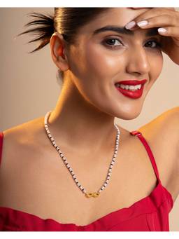 AIRO JEWELRY - Gold Infinity Mangalsutra Pearl Necklace