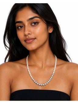 AIRO JEWELRY - Silver Ombre Silver Pearl Necklace