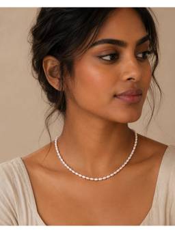 AIRO JEWELRY - Satin Pink Oval Pearl Necklace