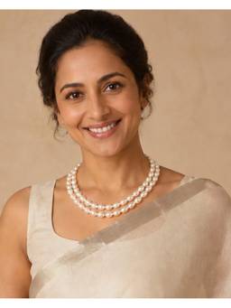 AIRO JEWELRY - White Twin Oval Pearl Necklace