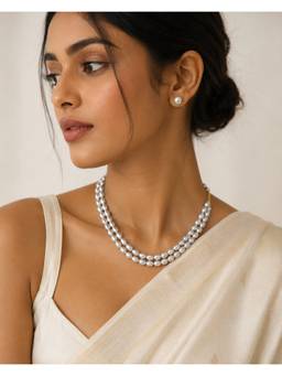 AIRO JEWELRY - Double Baroque Silver Tahiti Necklace