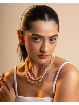 AIRO JEWELRY - Pink Two Line Cleopatra Pearl Necklace