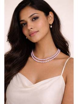 AIRO JEWELRY - Purple Blossom Twin Pearl Necklace