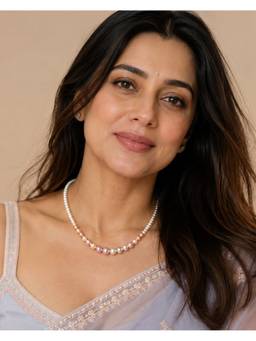 AIRO JEWELRY - Multi Colour Halo Graduated Round Pearl Necklace