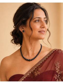 AIRO JEWELRY - Black Gradient Pearl Necklace And Earrings