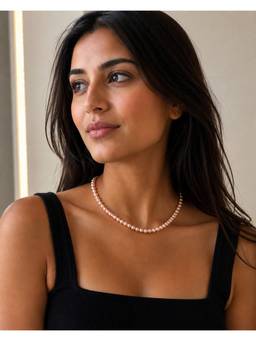 AIRO JEWELRY - Baby Pink Round Necklace and Earrings