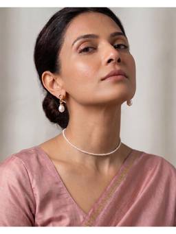 AIRO JEWELRY - Pink Dainty Choker Necklace With Earrings