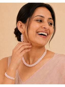 AIRO JEWELRY - Osaka Pink Necklace With Bracelet And Earrings