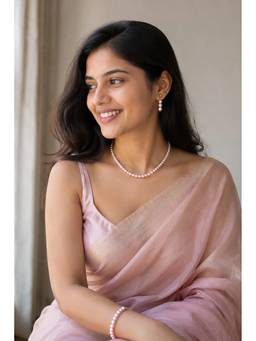 AIRO JEWELRY - Pink Plum Blossom Necklace and Bracelet