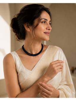 AIRO JEWELRY - Navy Blue Weave Navy Blue Pearl Necklace