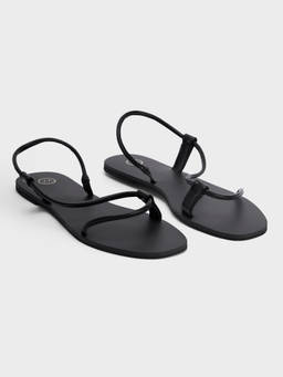 Twenty Dresses by Nykaa Fashion - Black Square Toe Slick Everyday Slingback Women's Sandals